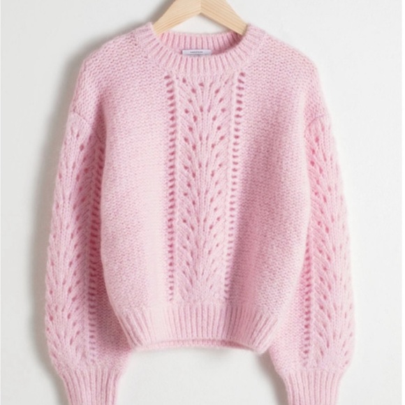& Other Stories Pink Mohair Eyelet Sweater - Picture 4 of 12